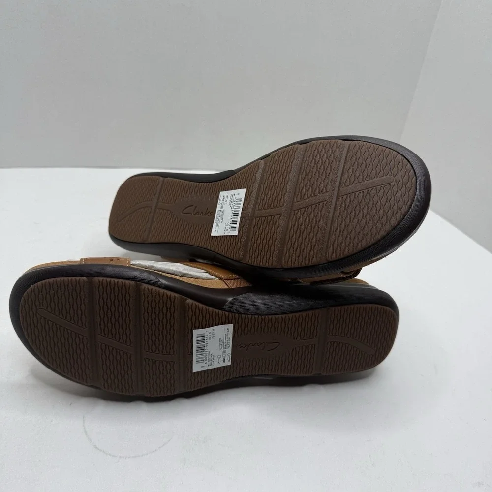 Clarks Kitly Way Tan Leather Sandals Womens 9.5 M Comfort Casual 26170997